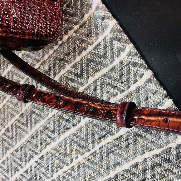 Brahmin Burgundy Croc-Embossed Crossbody Bag - Picture 2 of 3